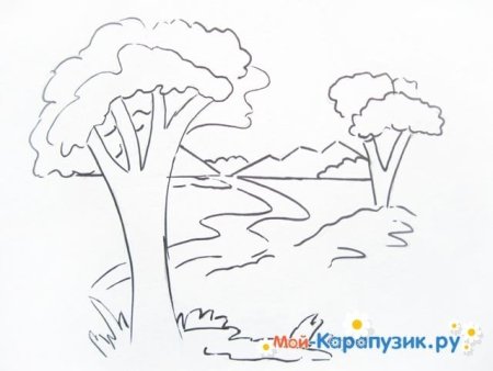 Рисунок осень карандашом