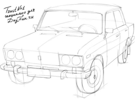Нарисовать ВАЗ 2107 поэтапно
