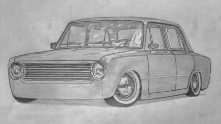 ВАЗ 2107 рисунок карандашом спереди