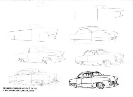 Рисовать машину поэтапно