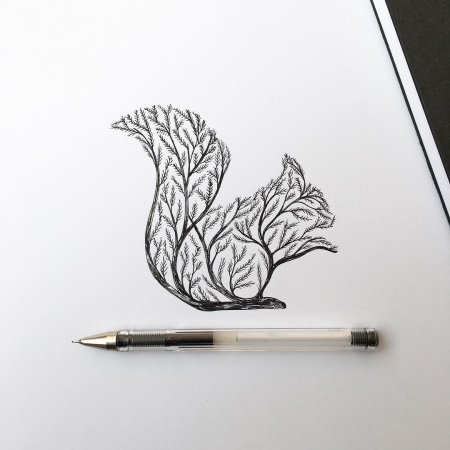 Рисунки чёрной ручкой