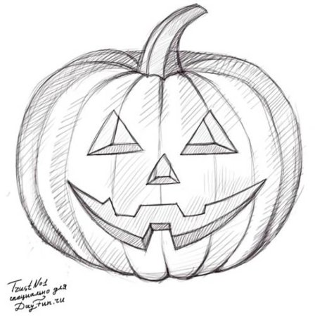 Тыква на Хэллоуин карандашом