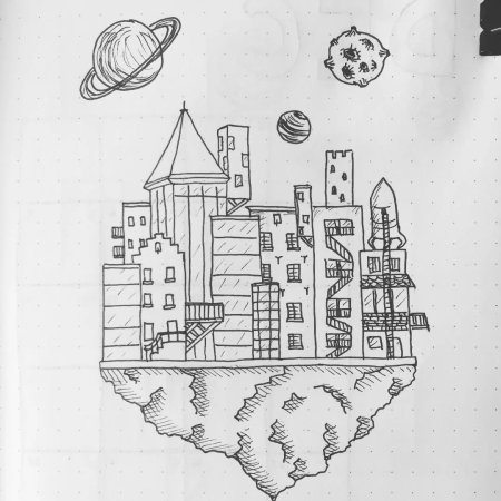 Лёгкие зарисовки города будущего