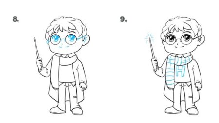 Гарри Поттер нарисовать карандашом с ног до головы по этапно