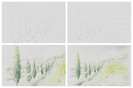 Схема рисования весны пейзаж