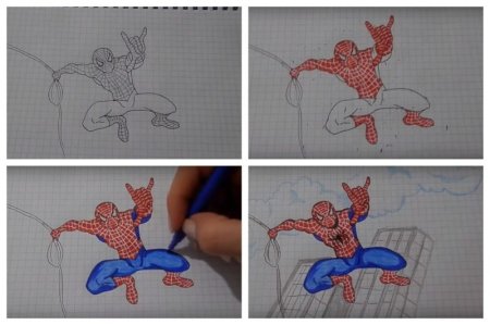 Spider man в полете нарисованный