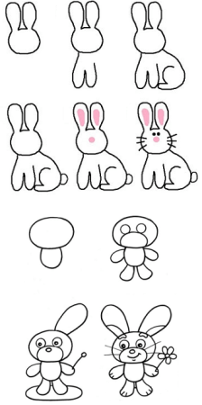 Рисунок зайчика для детей легкий