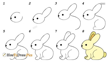 Нарисовать зайца пошагово для детей