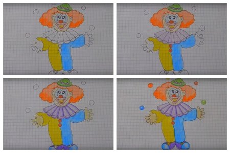 Поэтапное рисование клоуна
