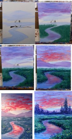 Этапы рисования пейзажа акварелью