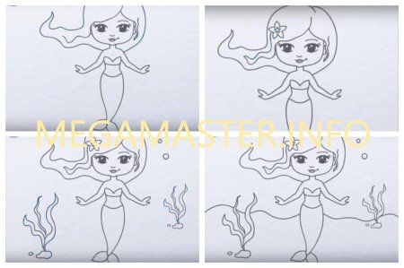 Как нарисовать русалочку поэтапно