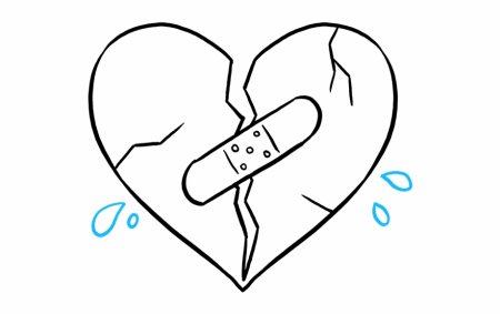 Разбитое сердечко карандашом