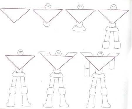 Поэтапные рисунки роботы