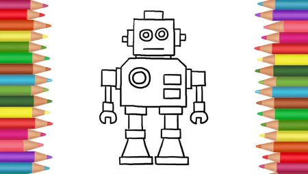 Схема рисования робота для детей