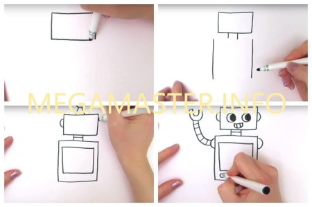Робот пошагово рисунок
