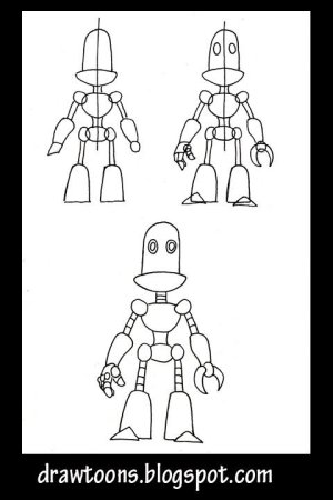 Поэтапное рисование робота для детей