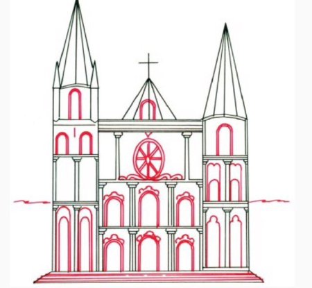 Готический собор карандашом