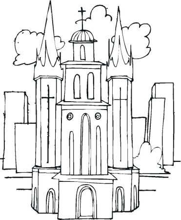 Здание в готическом стиле раскраска