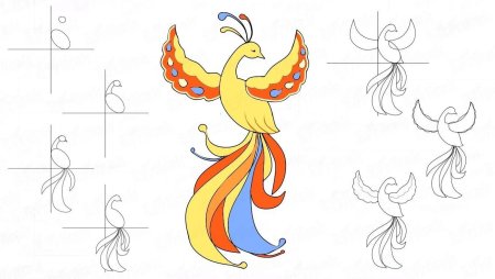 Жар птица рисунок карандашом