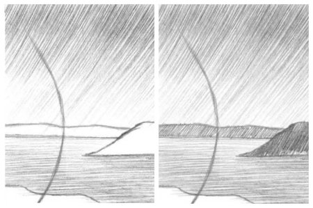 Поэтапное рисование пейзажа для детей