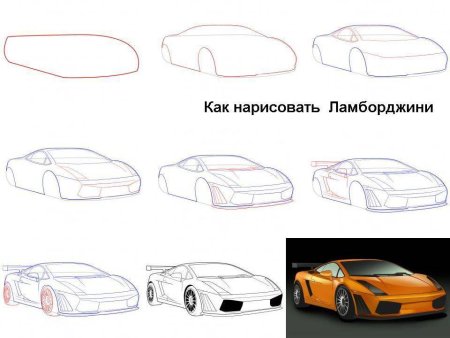 Этапы рисования автомобилей