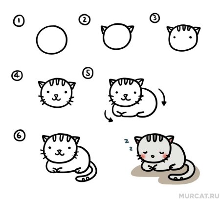 Нарисовать кошку для детей легко