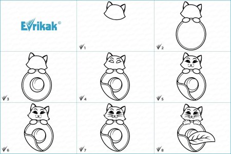 Этапы рисования кошки для дошкольников