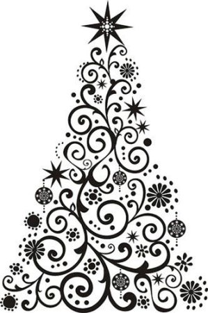 Трафарет елка для Узорная
