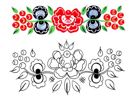 Элементы Городецкой и хохломской росписи