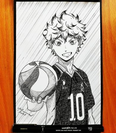 Аниме волейбол Хината эскизы