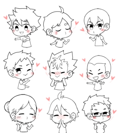 Аниме волейбол Чиби черно белые