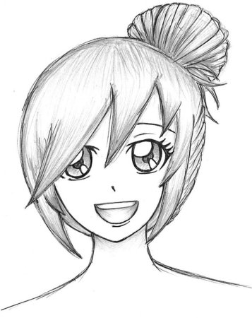 Аниме лицо девушки карандашом