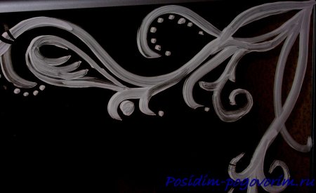 Узоры на стекле гуашью