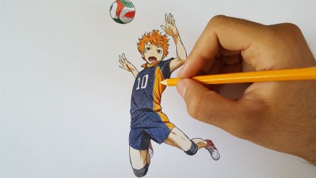 Аниме волейбол простым карандашом