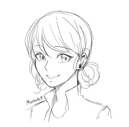 Нарисовать Маринетт и леди баг