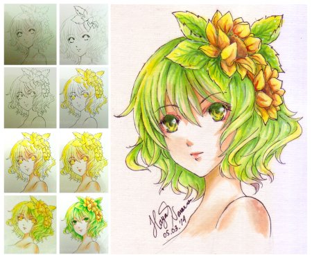 Рисование акварелью аниме