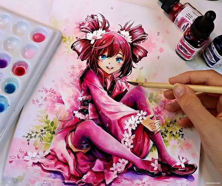 Аниме акварелью