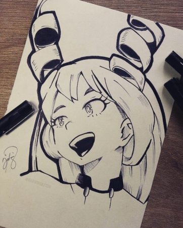 Аниме черным фломастером