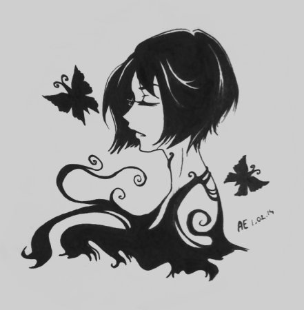 Аниме черным маркером