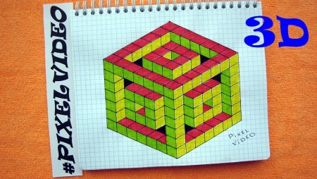 Объемные узоры по клеточкам