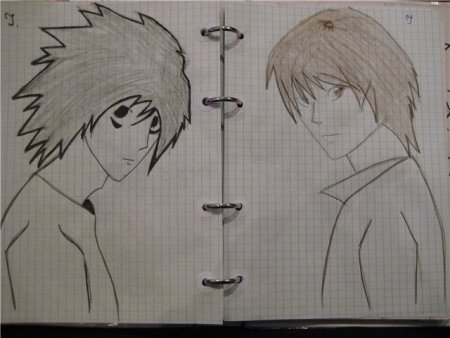 Аниме рисунки в клетку тетрадь