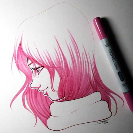 Рисунки маркерами девушки Lighane