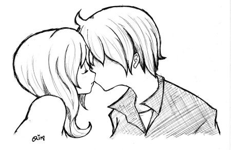 Рисунки для срисовки парень и девушка