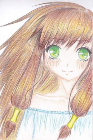 Аниме цветными карандашами