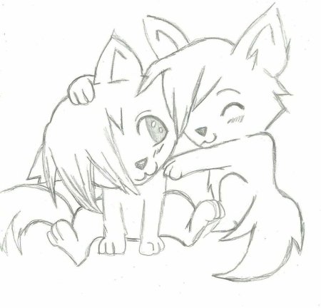 Аниме волки карандашом