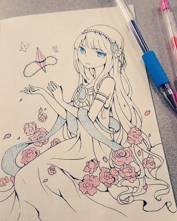 Аниме карандашом для скетчбука