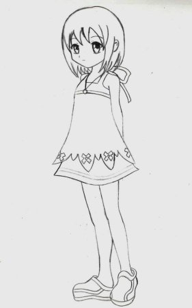 Девушка аниме рисунок карандашом в полный рост