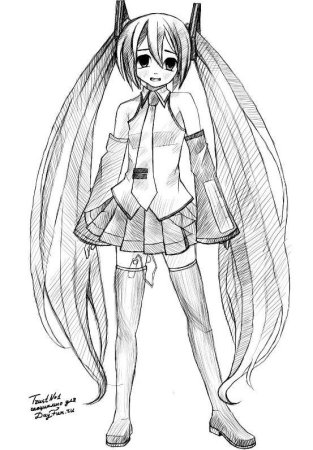 Рисунки аниме девушек карандашом