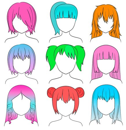 Волосы для рисования аниме