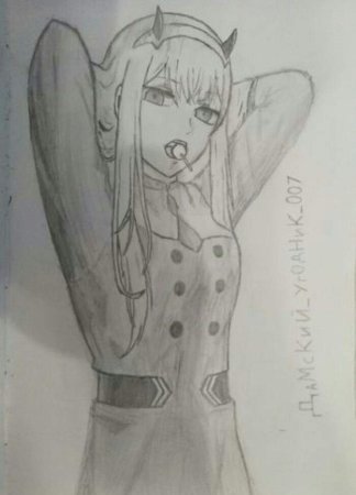 Zero two набросок для рисования